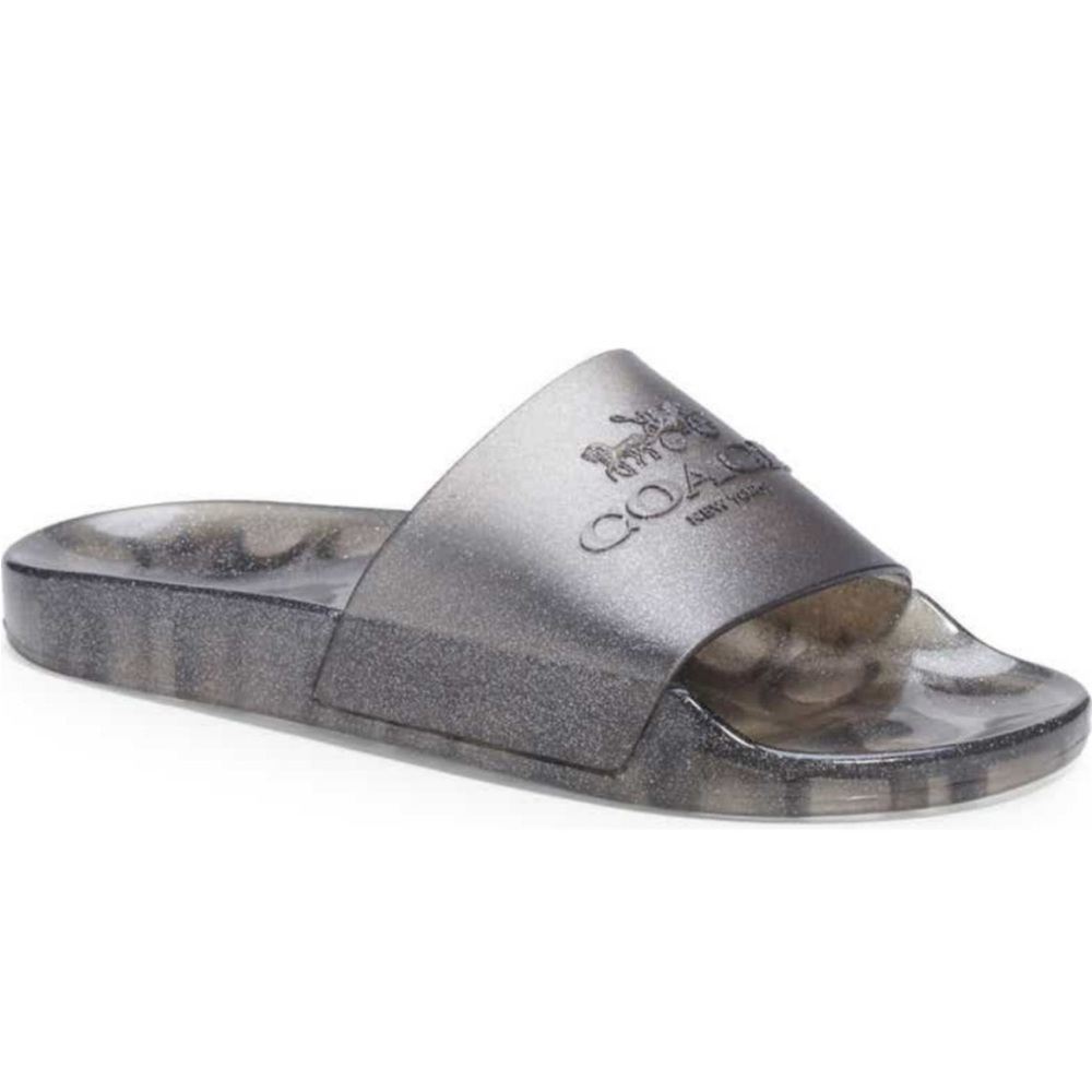 COACH Ulyssa Clear Grey Silver Transparent Jelly Rubber Slides Size 10/11